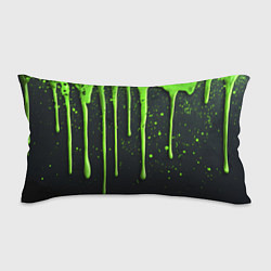 Подушка-антистресс Зеленая краска стекающая на черном фоне, цвет: 3D-принт