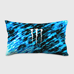 Подушка-антистресс Monster energy штрихи голубых неоновых красок, цвет: 3D-принт