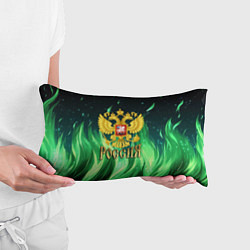 Подушка-антистресс Россия на фоне зеленого огня, цвет: 3D-принт — фото 2