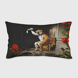 Подушка-антистресс Тигр сидит на золотом унитазе сердится, цвет: 3D-принт