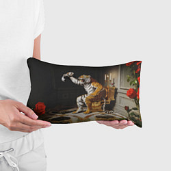 Подушка-антистресс Тигр сидит на золотом унитазе сердится, цвет: 3D-принт — фото 2