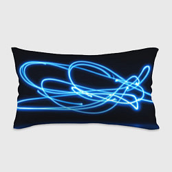 Подушка-антистресс Неоновые голубые волны на черном фоне, цвет: 3D-принт