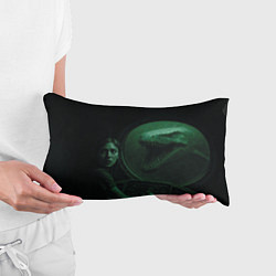 Подушка-антистресс На батискаф с девушкой нападает Тилозавр ужасы, цвет: 3D-принт — фото 2