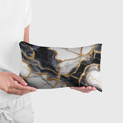 Подушка-антистресс Мрамор белый и черный с золотом, цвет: 3D-принт — фото 2