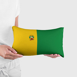 Подушка-антистресс Новокузнецк, зелёно-жёлтый, герб и надпись на спин, цвет: 3D-принт — фото 2