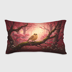 Подушка-антистресс Желтая птица в розовом цветущем лесу, цвет: 3D-принт