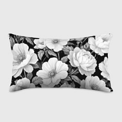 Подушка-антистресс Чёрно-серый цветочный паттерн, цвет: 3D-принт