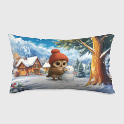 Подушка-антистресс Совушка в шапочке лепит снеговика, цвет: 3D-принт