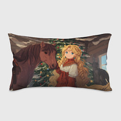 Подушка-антистресс Аниме девочка с лошадкой встречают Новый год, цвет: 3D-принт