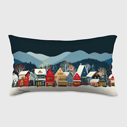 Подушка-антистресс Новогодний городок в горах, цвет: 3D-принт