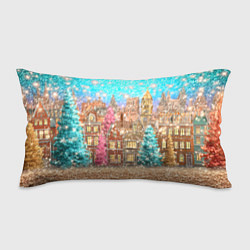 Подушка-антистресс Новогодний город в блестках, цвет: 3D-принт