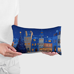 Подушка-антистресс Синяя новогодняя елочка во дворе, цвет: 3D-принт — фото 2