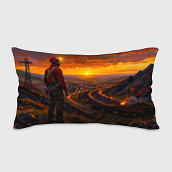 Подушка-антистресс Шахтёр на закате, цвет: 3D-принт