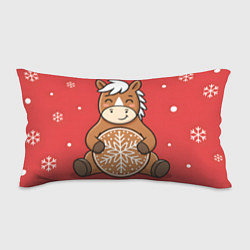 Подушка-антистресс Новогодняя лошадка с печенькой, цвет: 3D-принт