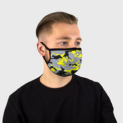 Маска для лица Yellow & Grey Camouflage, цвет: 3D-принт
