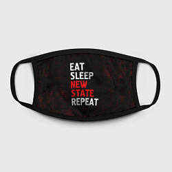 Маска для лица Eat Sleep New State Repeat - Потертости, цвет: 3D-принт — фото 2