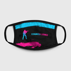 Маска для лица Counter Strike - neon gradient: надпись и символ, цвет: 3D-принт — фото 2