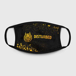 Маска для лица Disturbed - gold gradient: надпись и символ, цвет: 3D-принт — фото 2