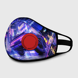 Маска с клапаном Cyberpunk city, цвет: 3D-красный — фото 2