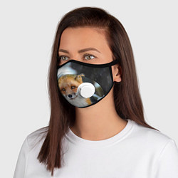 Маска с клапаном Лисичка на сугробе, цвет: 3D-белый