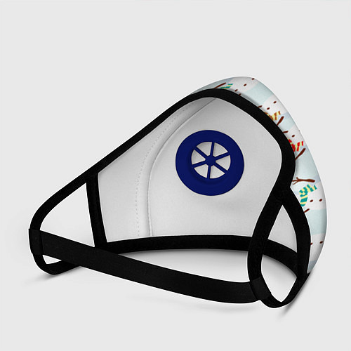 Маска с клапаном Веселые снеговички узор / 3D-Синий – фото 3