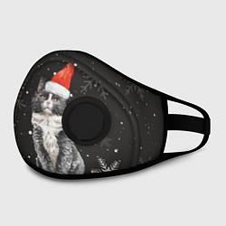 Маска с клапаном Новогодний Черный кот в кружке, цвет: 3D-черный — фото 2