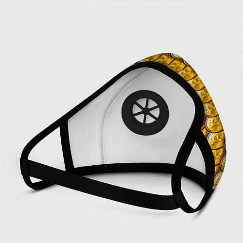 Маска с клапаном Золотые Биткоины Golden Bitcoins / 3D-Черный – фото 3