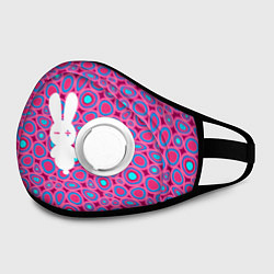 Маска с клапаном Белый кролик на розовом - символ 2023, цвет: 3D-белый — фото 2