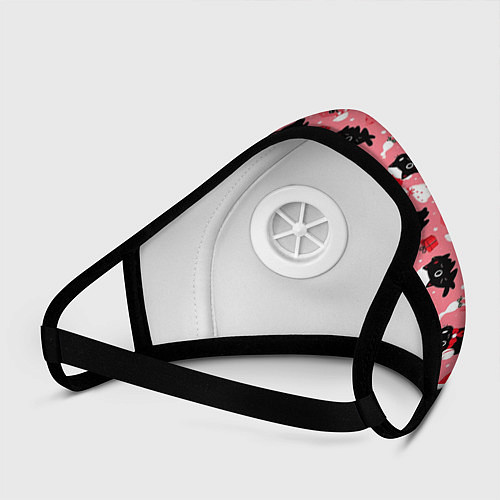 Маска с клапаном Новогодние чёрные котики с подарками / 3D-Белый – фото 3