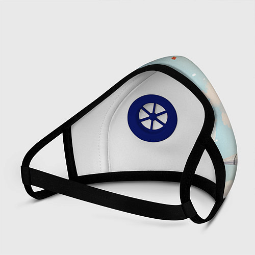 Маска с клапаном Ретро новый год на площади / 3D-Синий – фото 3