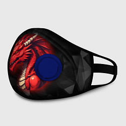 Маска с клапаном Красный дракон на полигональном черном фоне, цвет: 3D-синий — фото 2