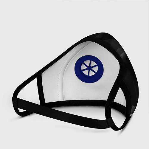 Маска с клапаном Красный дракон на полигональном черном фоне / 3D-Синий – фото 3