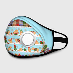 Маска с клапаном Капибара с семьей на прогулке, цвет: 3D-белый — фото 2