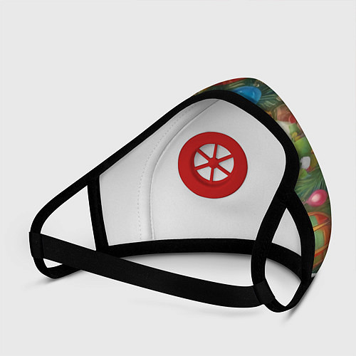 Маска с клапаном Новогодний принт на елке / 3D-Красный – фото 3