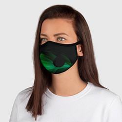 Маска с клапаном Неоновая зеленая абстракция на черном фоне, цвет: 3D-черный