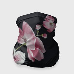 Бандана-труба Цветы на черном фоне, цвет: 3D-принт