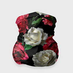 Бандана-труба Красные и белые розы, цвет: 3D-принт