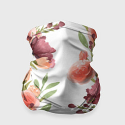 Бандана-труба Цветы на белом, цвет: 3D-принт