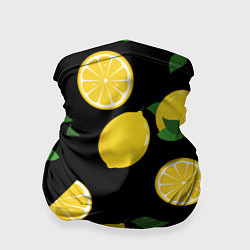 Бандана-труба Лимоны на чёрном, цвет: 3D-принт