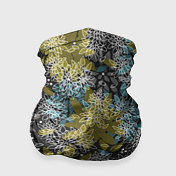 Бандана-труба Черно оливковый цветочный, цвет: 3D-принт