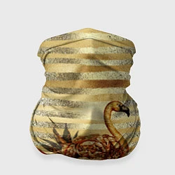 Бандана-труба Золотой фламинго и цветок, цвет: 3D-принт