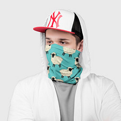 Бандана-труба Овечки паттерн на бирюзовом, цвет: 3D-принт — фото 2