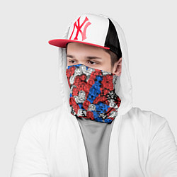 Бандана-труба Бело-сине-красные матрёшки, цвет: 3D-принт — фото 2