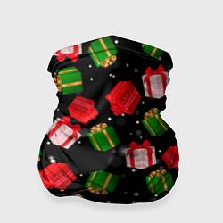 Бандана-труба Новогодние паттерн подарков, цвет: 3D-принт