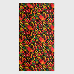 Бандана-труба Желтые и красные цветы, птицы и ягоды хохлома, цвет: 3D-принт — фото 2