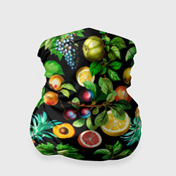 Бандана-труба Сочные фрукты - персик, груша, слива, ананас, цвет: 3D-принт