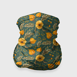 Бандана-труба Желтые цветочки и листья, цвет: 3D-принт