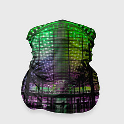 Бандана-труба Неоновое здание ночью - Зелёный, цвет: 3D-принт