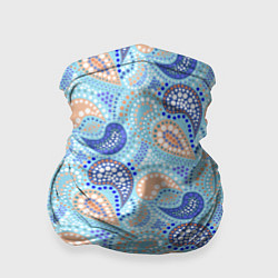 Бандана-труба Турецкий огурец Turkish cucumber blue pattern, цвет: 3D-принт