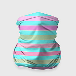 Бандана-труба Pink turquoise stripes horizontal Полосатый узор, цвет: 3D-принт